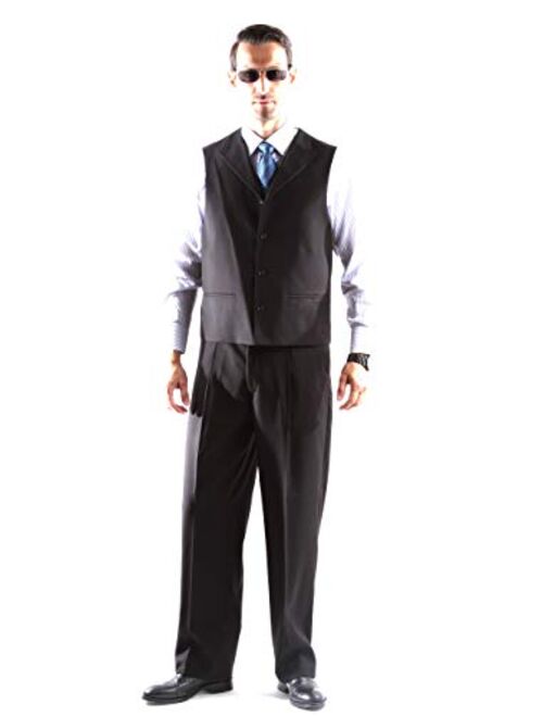 Men's Superior 150s Poly/Viscose Wool Feel 3 pcs Vested Suit