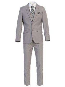 King Formal Wear Elegant Men's Modern Fit Three Piece Two Piece Two Button Suits - Many Colors