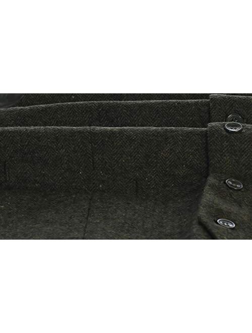 Gioberti Men's 5 Button Tailored Collar Slim Fit Formal Herringbone Tweed Suit Vest