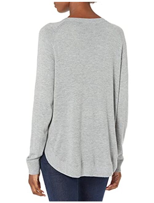 Amazon Brand - Lark & Ro Women's Long Sleeve Crew Neck Shirttail Hem Sweater