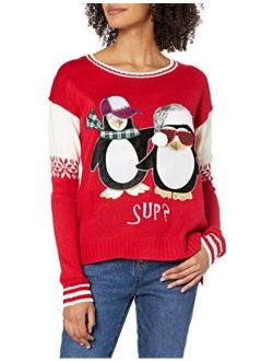 Juniors Penguin with Tie Tunic Christmas Sweater