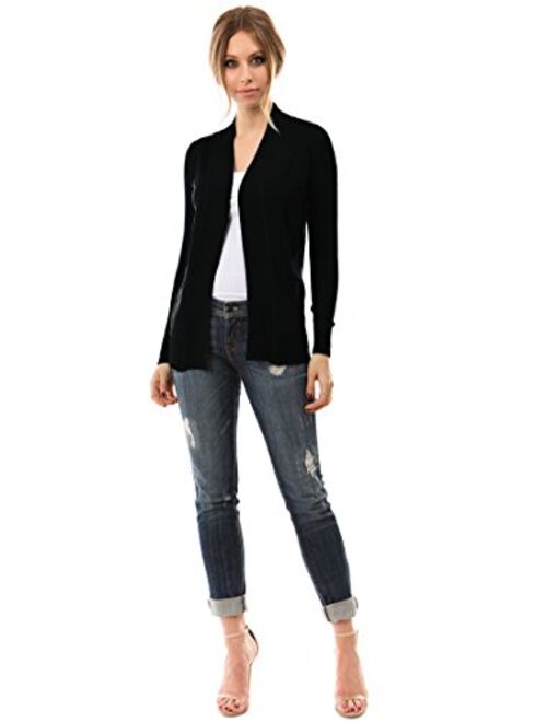 Cielo Open Front Solid Color Long Sleeve Sweater Cardigan
