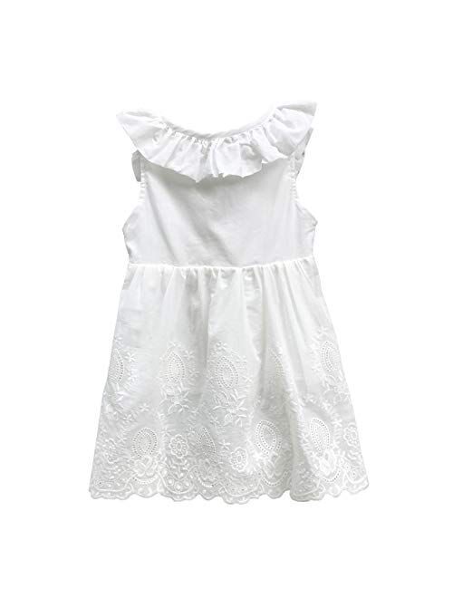 Abalacoco Girl Cotton Backless Breathable Sleeveless Summer Tutu Daily Wear Princess Dress