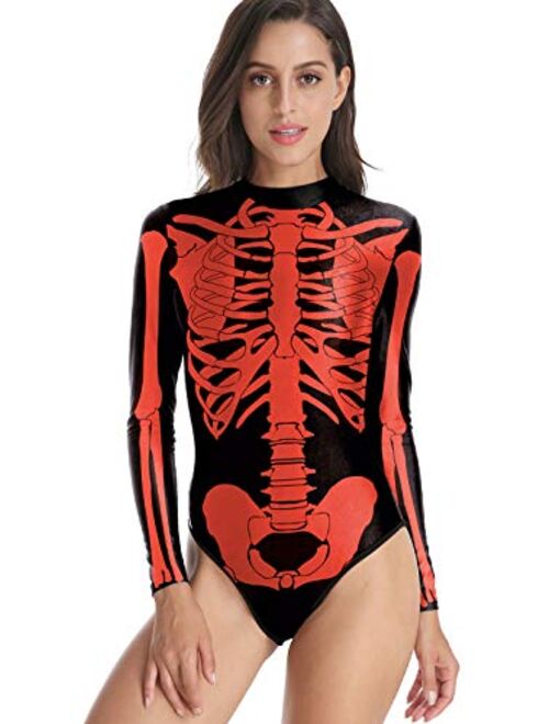 Skeleton One-Piece Swimsuits Novelty Weird Funny Swimwear Swimming Suits 
