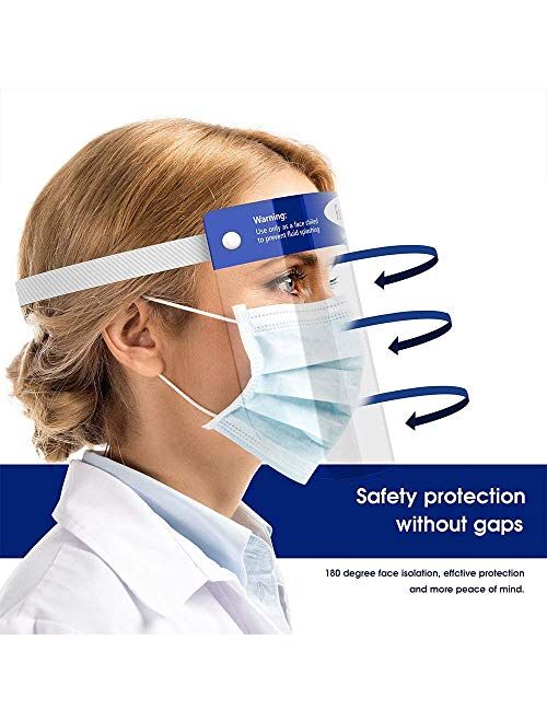 10 Packs Reusable Safety Face Shield with Eye & Head Protection,Transparent Full Face Mask Protective Visor, Anti-Spitting Splash Facial Cover for Women Men