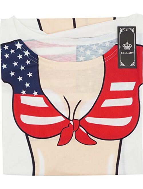 Bellady Lady's Fun Wear Hot Pink Bikini Print Cover Up T-Shirt