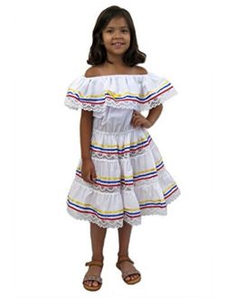 Ethnic Ribbons Dress Yellow, Blue, Red, Colombian Dress, Venezuelan Dress, Ecuadorian Dress