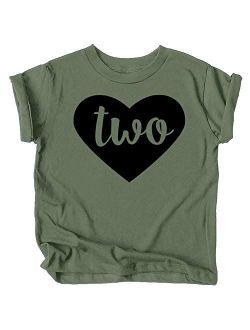Two in Heart 2nd Birthday Girls Shirt for Toddler Girls Second Birthday Outfit