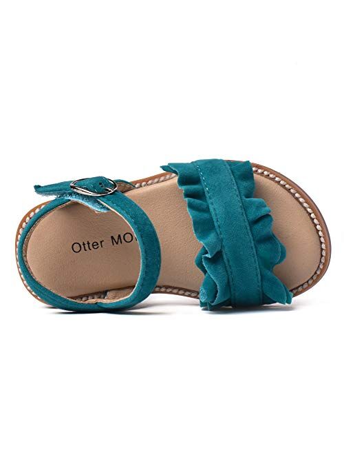Otter MOMO Girls Sandals Open Toe Princess Flat Sandals with Ruffle Summer Sandals (Toddler/Little Kid)