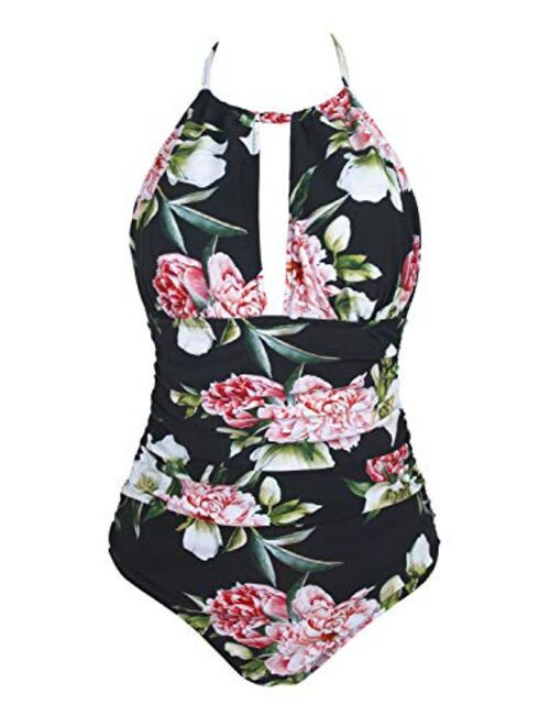 CUPSHE Women's Keep Secrets Halter One Piece Swimsuit Beach Swimwear