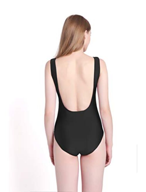 PINJIA Cute One Piece Low Back Swimsuit with High Cut for Women Bathing Suits
