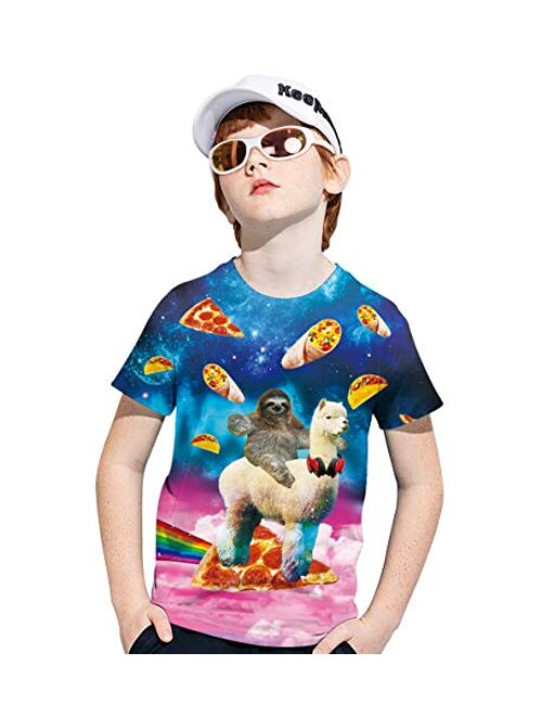 Loveternal Boys Girl Novelty 3D Graphic O-Neck Pullover Tees Summer Cool Funny Short Sleeve T Shirts