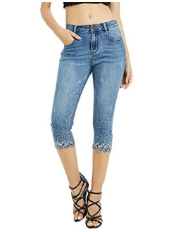 ZENTHACE Women's Mid Rise Stretchy Capri Jeans