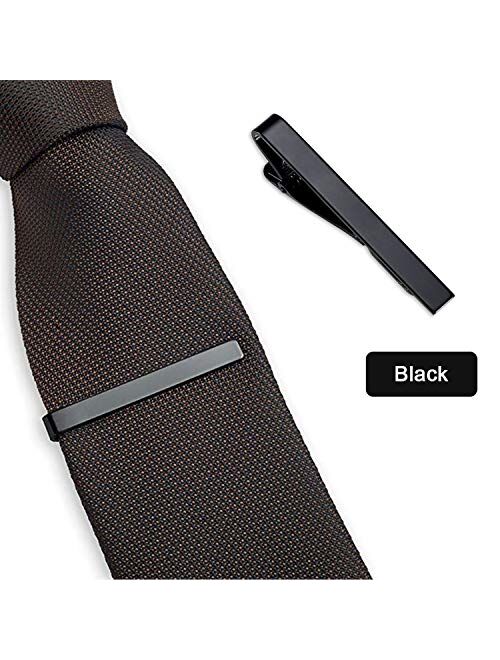Roctee Skinny Tie Bar for Mens, 3 Pack Classic Tie Clip Silver Gold Black Necktie Bar Pinch Clips Suitable for Wedding Anniversary Business and Daily Life