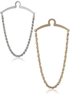 2 Pc Premium Tie Chain Set, Silver and Gold Tone Gift Boxed