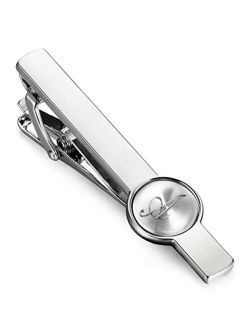 ORAZIO Engraved Initial Tie Clip Bar Letter Tie Pins Set for Mens Business Wedding Shirts Tie Clips A-Z