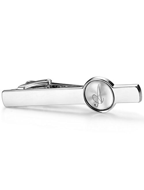 ORAZIO Engraved Initial Tie Clip Bar Letter Tie Pins Set for Mens Business Wedding Shirts Tie Clips A-Z