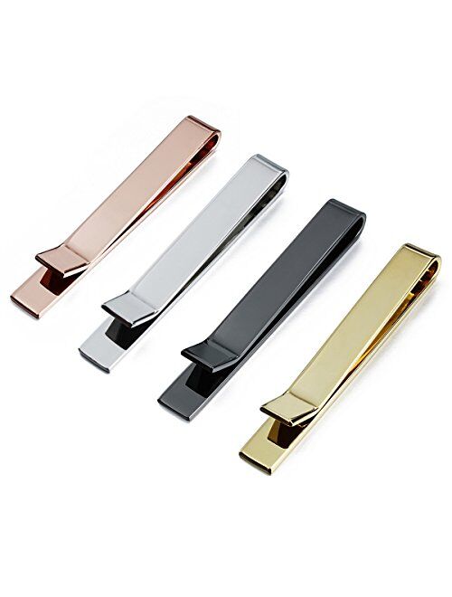 HAWSON Tie Clip-Skinny Tie Bar for Mens 4Pcs Tie Clips Suitable for Wedding Anniversary Business and Daily Life Come with a Black Gift Box