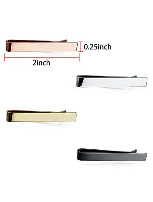 HAWSON Tie Clip-Skinny Tie Bar for Mens 4Pcs Tie Clips Suitable for Wedding Anniversary Business and Daily Life Come with a Black Gift Box