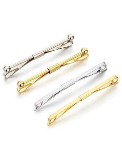 AnotherKiss Men's Silver Tone and Gold Tone Tie Collar Bar Pin Set - 4 Pcs