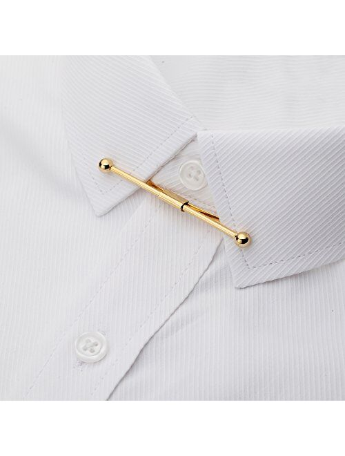 AnotherKiss Men's Silver Tone and Gold Tone Tie Collar Bar Pin Set - 4 Pcs