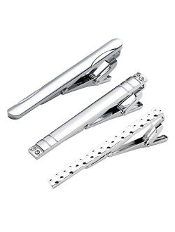 PiercingJ 3pcs Stainless Steel Exquisite GQ Classic Tie Bar Clips,2.3 Inches