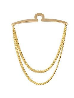 Dannyshi Men's Silver Golden Tie Chain Set, Gift Boxed