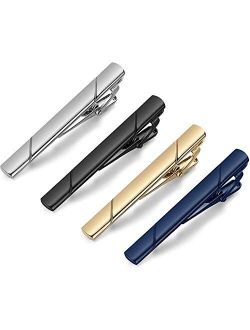 MOZETO Tie Clips for Men, 4pcs Fashion Elegant Style Tie Bar Set for Regular Ties, Luxury Package, Gift for Men
