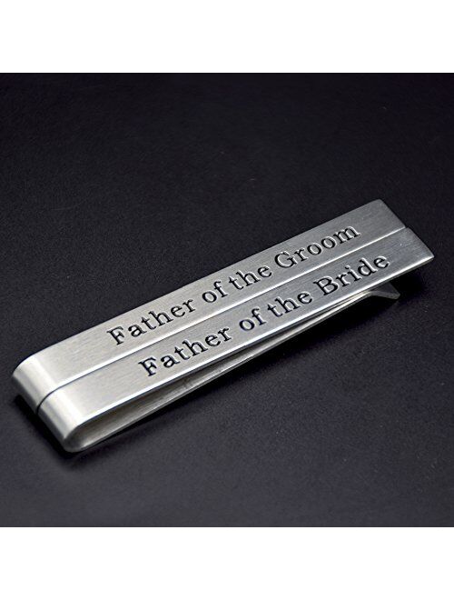 O.RIYA Stainless Steel Tie Clip Wedding Set - Father of The Groom Tie Clip - Father of The Bride