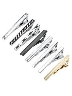 PiercingJ 8pcs Stainless Steel Smooth Surface Exquisite GQ Classic Tie Bar Clip for Regular 2.3,2.24,2.28 Inch Tie Clips + Gift Box