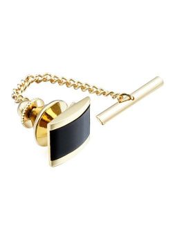 HAWSON Tie Tack for Men Tie Clip Pin with Black Stone Business