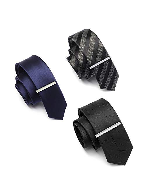 HooAMI Mens Fashion Metal Simple Necktie Tie Bar Clip 2 3/8" Inch, 6 Colors for Choose