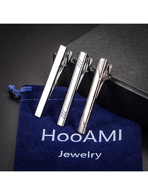 HooAMI Mens Fashion Metal Simple Necktie Tie Bar Clip 2 3/8" Inch, 6 Colors for Choose