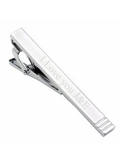Jovivi Men's Tie Clip Clasp Bar Pin - Stainless Steel Plain Standard Silver Tone Laser Curve