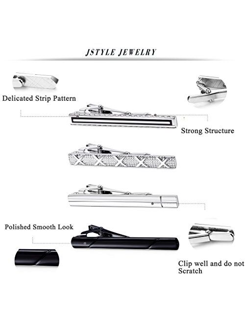 Jstyle 8 Pcs Tie Clips Set for Men Tie Bar Clip Set for Regular Ties Necktie Wedding Business Clips with Box B
