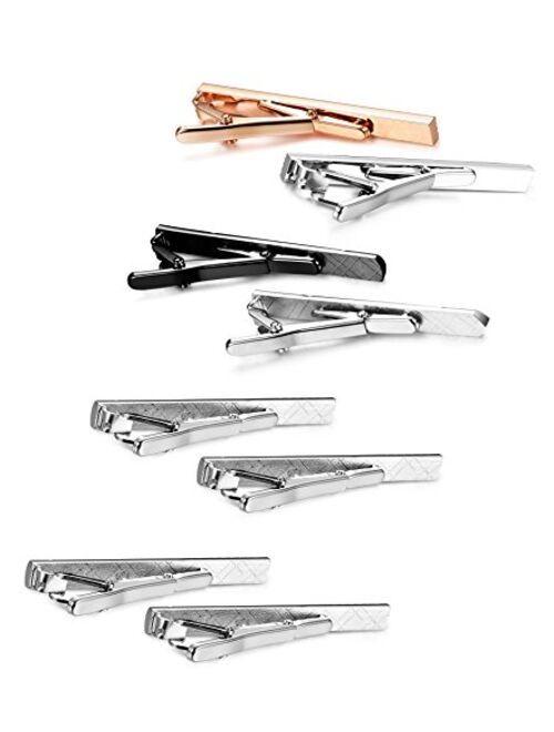 Jstyle 8 Pcs Tie Clips Set for Men Tie Bar Clip Set for Regular Ties Necktie Wedding Business Clips with Box B