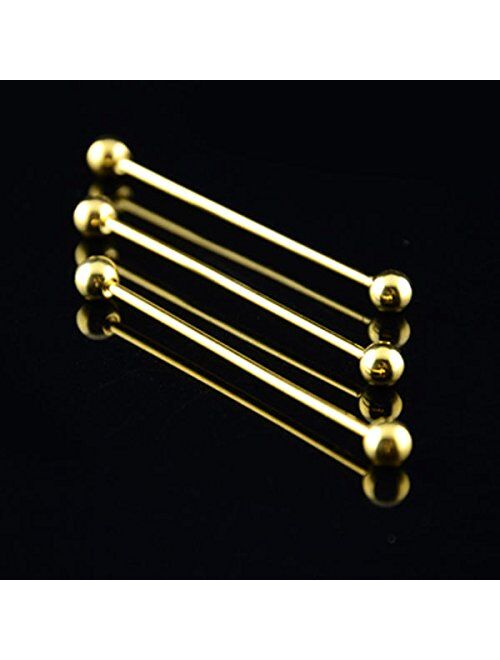 Yosoo Men Silver Gold Plated Tone Steel Collar Tie Pin Stud Barbell Bar Clip Clasp 6CM Brooch 4 Pcs
