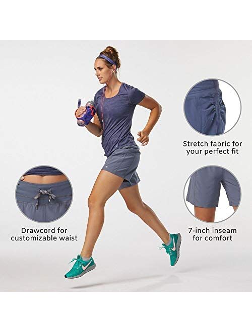R-Gear Women's 7-inch Running Workout Shorts with Zipper Back Pocket for Gym, Sports, Leisure | Inspiration
