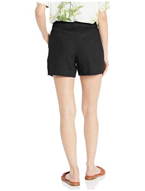 Amazon Brand - 28 Palms Women's 4" Inseam Linen Short with Drawstring