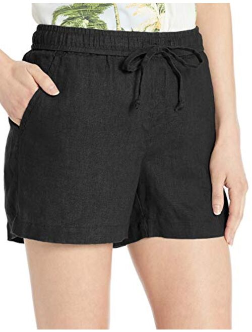 Amazon Brand - 28 Palms Women's 4" Inseam Linen Short with Drawstring