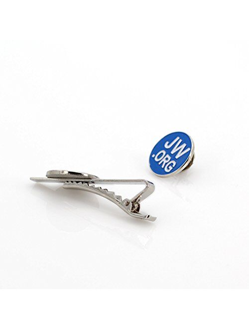 Jw.org Silver Color Necktie Clip and Lapel Pin Gift Set Blue Background