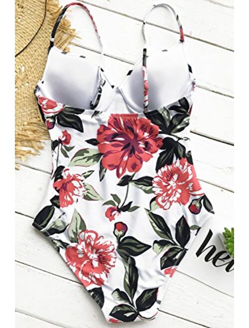 CUPSHE Women's Floral Printing One-Piece Swimsuit Beach Bathing Suit