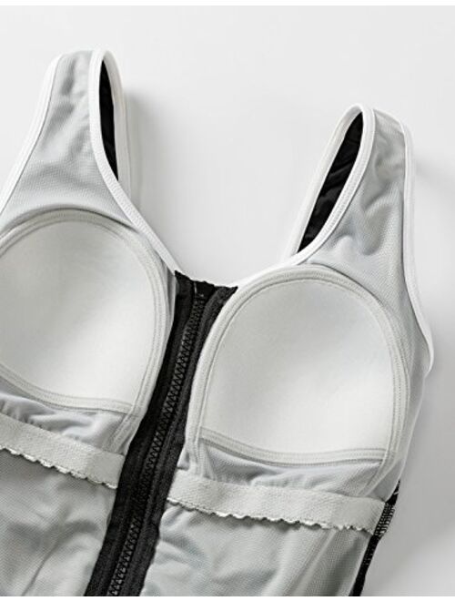 DELIMIRA Women's Built-in Cup Plus Size Swimsuits One Piece Zip Front Bathing Suits