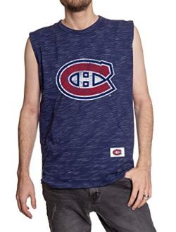Calhoun NHL Men's Team Logo Crew Neck Space Dyed Cotton Sleeveless T-Shirt