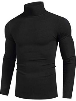 KINGBEGA Mens Turtleneck Sweaters Slim Fit Basic Knitted Thermal Tops Casual Long Sleeve Pullover Sweater