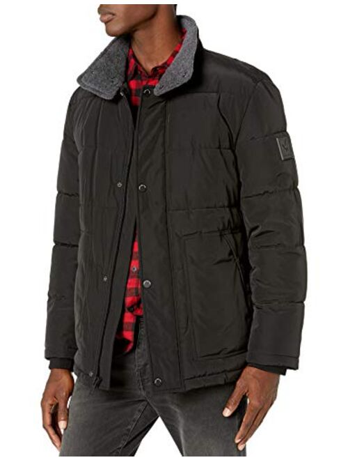 Marc New York by Andrew Marc Men's Stapleton Mid Length Puffer Jacket with Sherpa Trimmed Collar