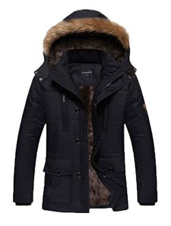 HENGJIA Men's Winter Warm Fleece Lined Coats with Detachable Hooded Windbreaker Jacket