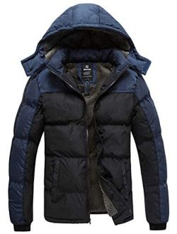 Wantdo Men's Warm Puffer Jacket Thicken Padded Winter Coat with Detachable Hood