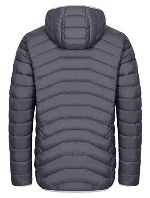 Little Donkey Andy Men's Packable Lightweight Puffer Jacket Hooded Windproof Winter Coat with Recycled Insulation