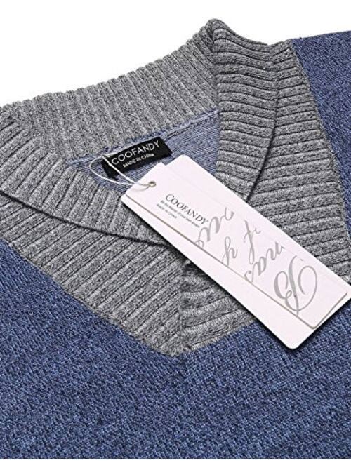 COOFANDY Mens Casual Knit Sweater Comfortable Soft Long Sleeve V-Neck Pullover